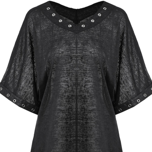 Plus Size Metal Eyelet Goth Punk T-Shirt Dress - Picture 6 of 8